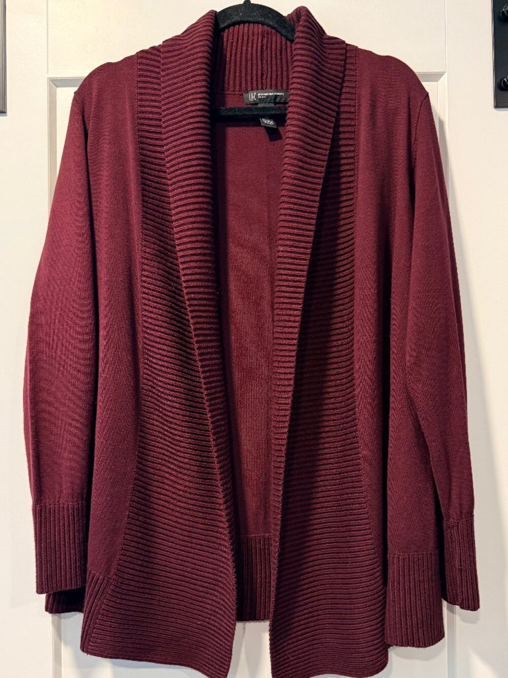 INC International Concepts Burgundy Open Front Cardigan Sweater